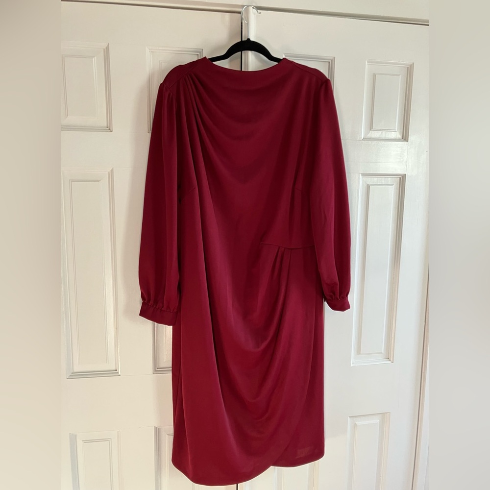 NWT Eloquii Burgundy/Wine Red Asymmetrical Drape Dress.